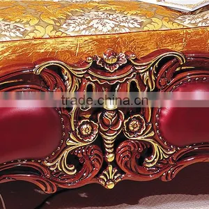 Antique Classic Red Color Solid Wood Wedding King Size Bed, Wedding Bedroom Furniture(MOQ=1 SET) thumbnail-5