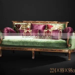 Elegant Emerald Green Living Room Sofa, Noble Solid Wood Carved 3+2+1 Sofa Set, British Royal Furniture thumbnail-4