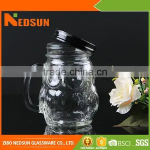 Wholesale Embossed Factory Direct Sales Owl Shaped Glass Jar thumbnail-1