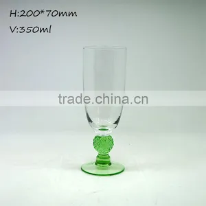 Unique Design Champagne Flute Wine Glass Green Stemware thumbnail-2