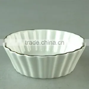 Best Price White Ceramic Dinner Dish With Stripes,porceplain Dish in Sotck thumbnail-1
