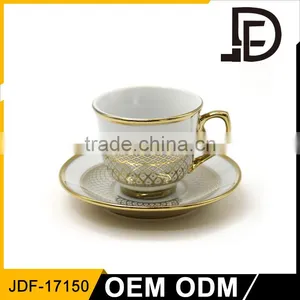 British Royal Design Ceramic Tea Cups Set / OEM Fine Porcelain Coffee Cups Saucers thumbnail-1