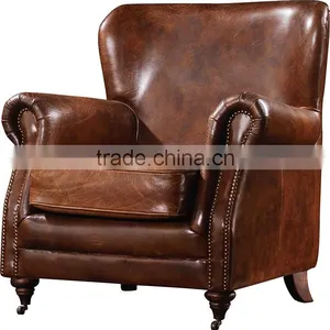 2016 High Quality Retro ,vintage Leather Leisure Chair for Living Room C605# thumbnail-1