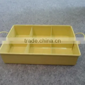 Attractive Yellow 6 Grids Interior Divider Rectangular Metal Serving Tray/Sundries Collector thumbnail-1