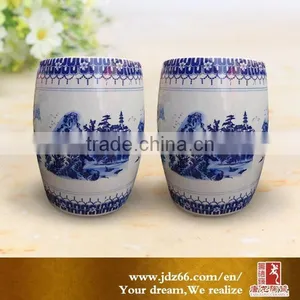 Blue and White Style Excellent Quality Handpainted Snow Scene Bar Stools Kitchen for Home Decor thumbnail-1