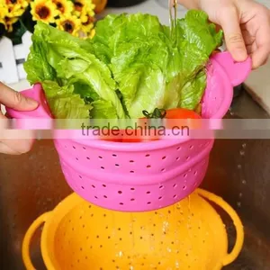 Food Grade Fruit Silicone Basket Foldable Silicone Drain Basket thumbnail-1