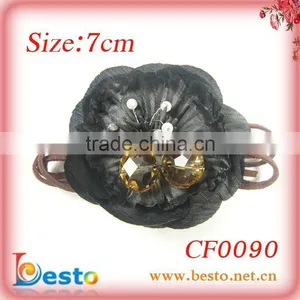 CF0090 Beautiful Ladies Black Bead Make Fabric Brooches thumbnail-1