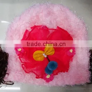 Cute Hand Made Crochet Newborn Baby Hat With Flowers thumbnail-1