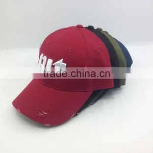 100%Cotton Distressed Baseball Cap Custom Color And Logo thumbnail-5