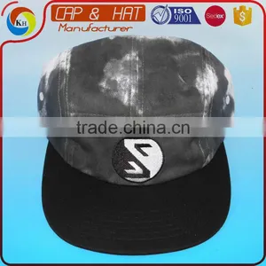 Black &white Washed Tye Dye 5 Panel Hat Sport Cap thumbnail-1