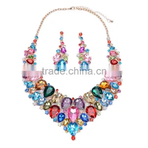 Fashion Big Crystal Water Drop Gems Necklace Jewelry Sets thumbnail-5