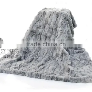 CX-D-66E Real Fur Luxury Patchwork Rex Rabbit Fur Blanket/Fur Rug thumbnail-5