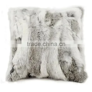 CX-D-17A Super Quality Winter Genuine Tibetan Sheep Rabbit Fur Decorative Pillow Case thumbnail-2