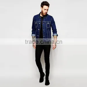 Popular Dark Blue Denim Jacket in New Model for Men Outdoor Wear thumbnail-4