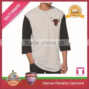 New Design 100% Cotton 3/4 Sleeve Shirt Designs for Men , High Quality Wholesale Printing Custom Accepted thumbnail-1