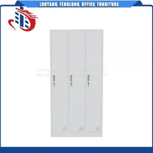 Modern Bedroom Almirah Wardrobe Design Powder Coated Steel 3 Door Vertical Hanging Clothes Storage Cabinet Locker thumbnail-1