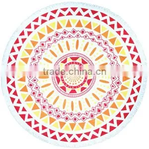 Custom Design Reactive Print Cotton Beach Towel Round Pareo China Supplier thumbnail-3