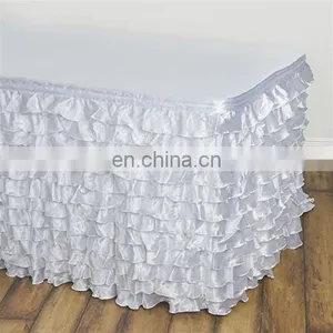 New Design Wholesale Ruffle Tiered Satin Table Skirt thumbnail-3