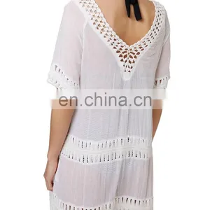 C10 Crochet Inset Beach Tunic Cover Ups Caftan thumbnail-2