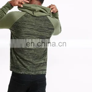 Color Blocked Marled Long Raglan Sleeves Hoodie thumbnail-2