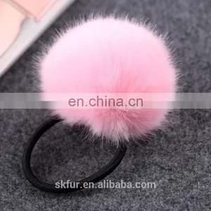 Factory Wholesale Elastic Hair Rubber Tie With Rabbit or Faux Fur Ball for Girls and Women thumbnail-4