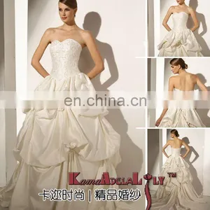 1569 Ivory and Pink Elegant High Quality Wedding Dress(bridal Dress) MOQ One Piece Wedding Gown Factory Evening Dinner Dress thumbnail-1