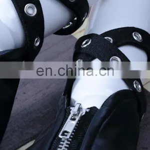 Gothic Synthetic Leather Fingerless Gloves With Zipper and Removable Wristband thumbnail-3