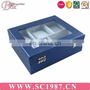 BLue Square Small Easy to Carry Jewelry Box Lock Box With Miror thumbnail-4