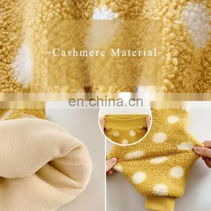6344 Hot Selling New Arrival Cute White Dot Crew Neck Plus Velvet Kids Girls Sweater thumbnail-5