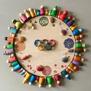 Mushrooms Honeycomb Droplets Tree Cones Mini Cones Blocks Toy DIY Wooden Rainbow Loose Parts thumbnail-3