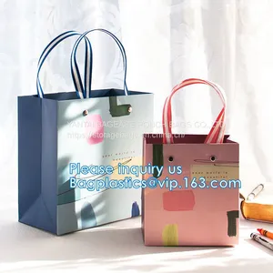 SQUARE BOTTOM, Custom Logo Kraft Paper Bag, White Kraft Paper Shopping Bag, Luxury Printed Packaging Paper Gift Bag thumbnail-3