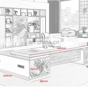 Luxury Office Furniture Modern Wood Ceo Workstation Computer Table Wooden High Tech Manager Executive Office Desks With Drawer thumbnail-5