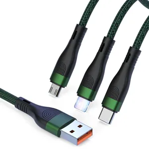 High Quality Usb c to 8pin Adapter 6A Max Fast Charging 3-in-one Data Cable 66W Mobile Cable for Apple for Android TYPE-C thumbnail-4