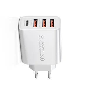 Wholesale Price 3 Ports+USB Fast Phone Charger Wall QC 3.0 USB Charger For Iphone 11 12 13 thumbnail-1