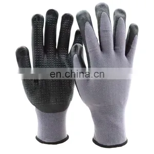Men Black Knit Nylon Palm Fit PU Coated Gloves En388 Knitting Mechanical Protective Safety Work Gloves thumbnail-1