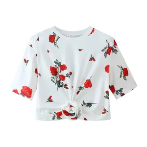 INS Retro Print Loose Casual Print Round Neck Short Sleeved T-shirt Top 2025 thumbnail-2