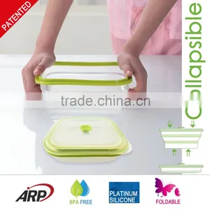 Non-stick Double Color Silicone Lunch Box Collapsible Food Container thumbnail-5