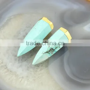 JF6946 Gold Plated Turquoise Spike Pendants,Turquoise Pendulum Pendant,6 Sided Turquoise Pendant thumbnail-1
