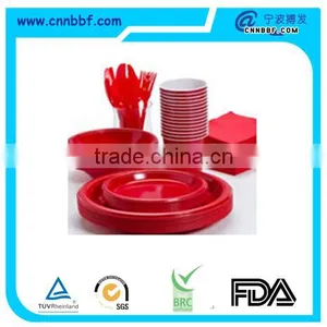 Disposable Plastic Red Tableware for Party Wedding thumbnail-1