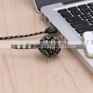 USAMS SJ071 Camouflage Series 1.5m Spot Nylon Braided Cable for Iphone6s Plus/6s/6/5s 2A Metal Spherical Cable for Iphone 6plus thumbnail-4