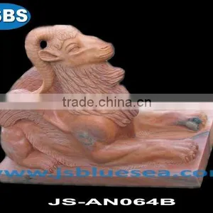Red Natural Stone Goat Garden Decorative Statue thumbnail-1