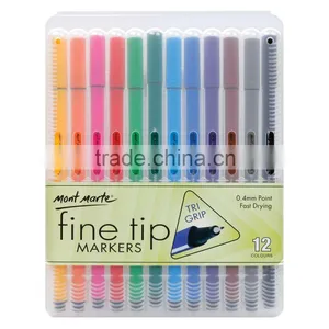 Mont Marte Fine Tip Marker Tri Grip in Case 12pce thumbnail-1