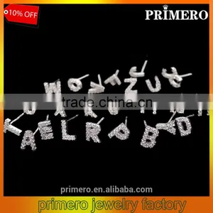Luxury Styles 26 English Names Alphabet Letter Word Crystal Stud Earring Valentine's Gift thumbnail-1