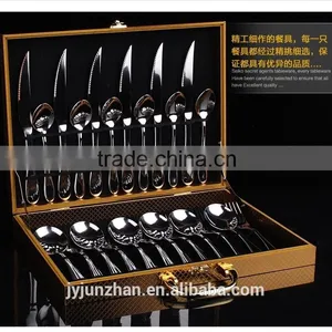 24pcs Spoon Fork Knife Sets With Plain Handle and Wooden Box Packing thumbnail-6