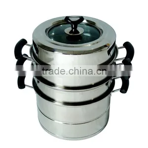 Multi-layer Stainless Steel Dim Sum Steamer Cooking Pot With Glass Lid as Seen on tv thumbnail-6