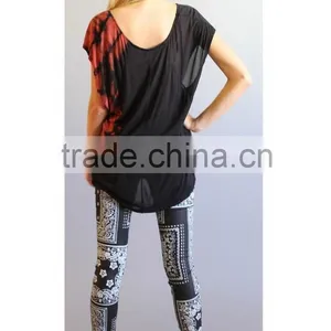 Women Stretch Denim Jeans Bandana Style in Black & White thumbnail-3