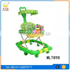 New PP Plastic 8 Rubber Wheels Rolling Baby Doll Walker Rolling Baby Walker With Canopy thumbnail-2
