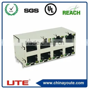 RJ45 Connector 2*4 Port Shield With EMI Finger and LED Network Router thumbnail-1