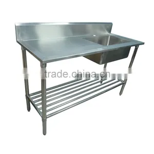 Australia Catering Kitchen Sink With Work Table, Commerical Stainless Steel Kitchen 2 Two Compartment Sink With Drainer thumbnail-4