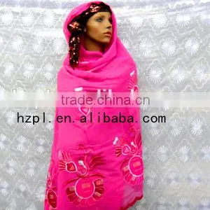 Sequins Embroideried Design Cheap Fabric Wholesale Polyester Embroidery Muslim Scarf thumbnail-4